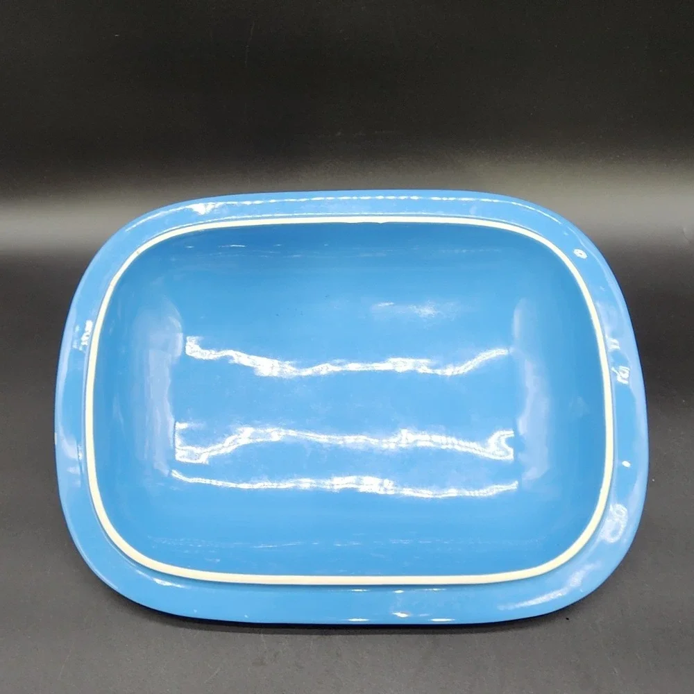 Unbranded Blue  Rectangular Casserole Dish Lidded Stoneware Non-stick Coating